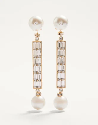 Pendientes San Fin de metal con cristales Swarovski® y perlas