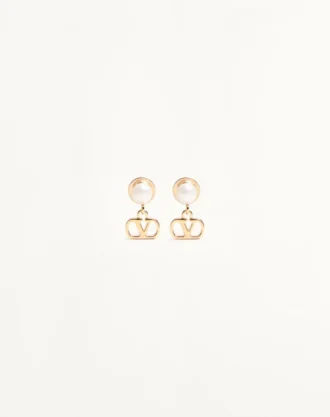 Pendientes Vlogo Signature de metal y perlas