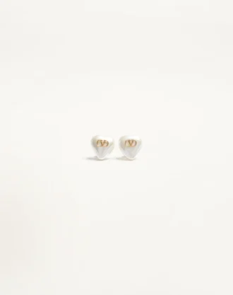 Pendientes VLogo Signature de metal y perlas