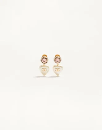 Pendientes VLogo Signature en metal, esmalte, perlas y cristales