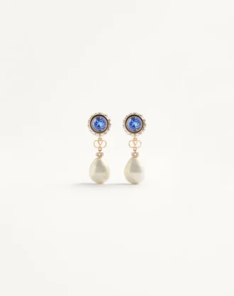 Pendientes Vlogo Signature en metal, esmalte, perlas y cristales