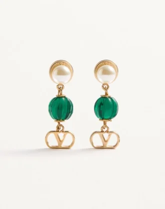 Pendientes Vlogo Signature en metal, perla y cristal moleteado