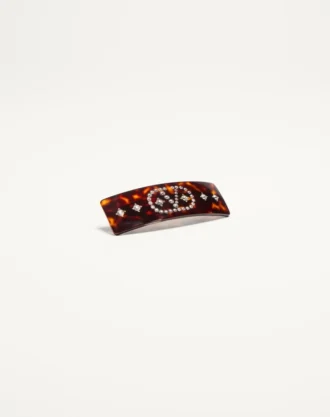 Pinza para el pelo con el logotipo Vlogo en resina, metal y cristales