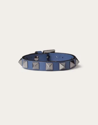 Pulsera de piel Rockstud con tachuelas de rutenio